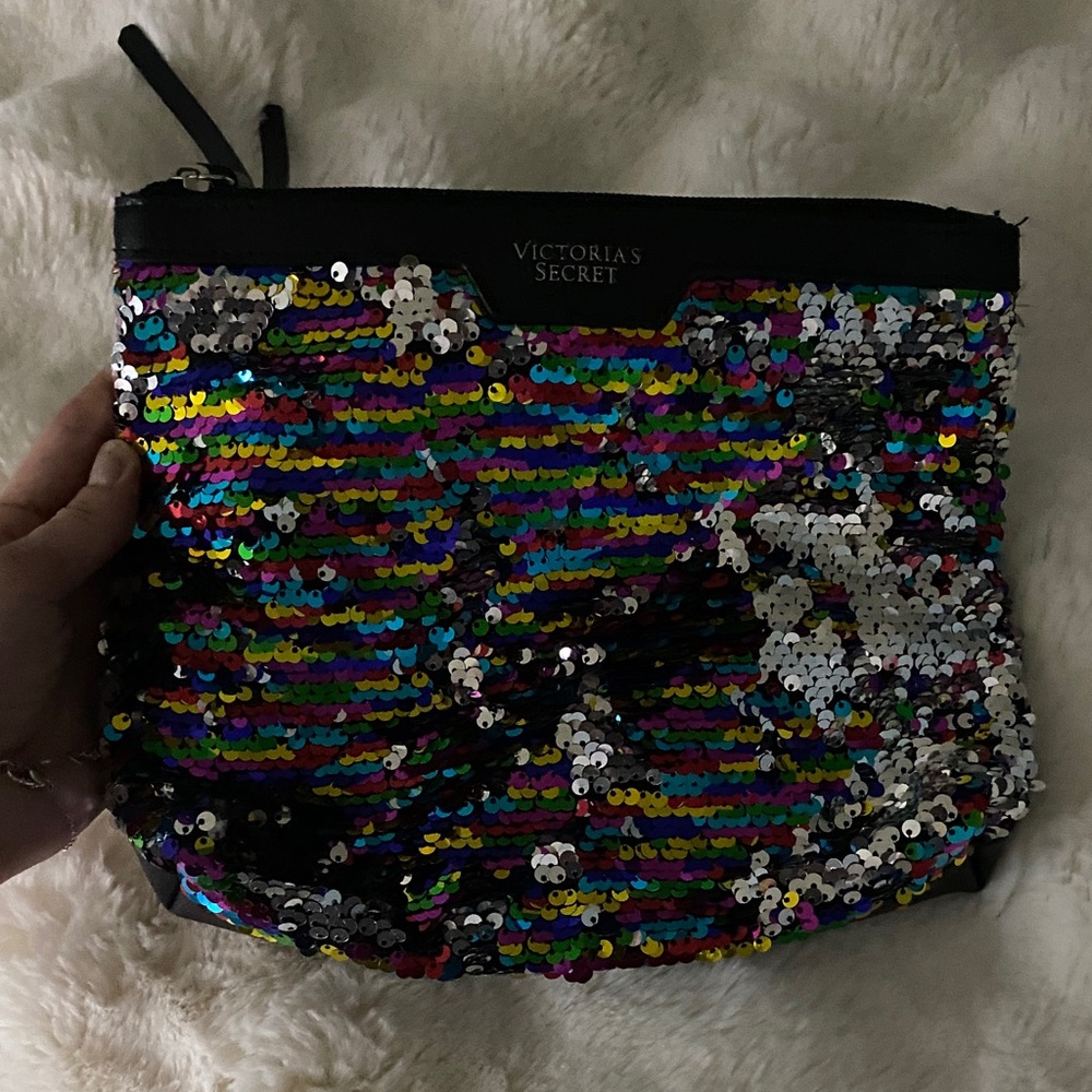 Victoria's Secret Rainbow Sequin Cosmetic Bag